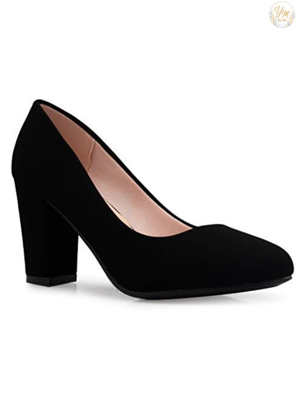 Classic Round-Toe Block Heel Pumps Comfortable 3.5in